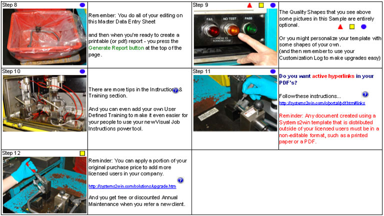work instructions screen shot