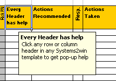 Row and Column Header Pop Up Help