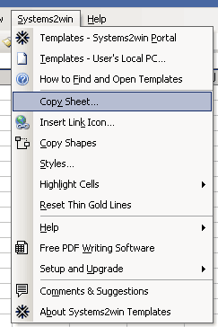 Menu Copy Sheet