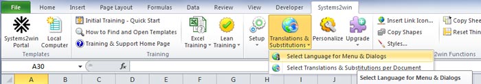 Menu Select Language
