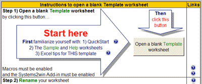 Open a Blank Template Worksheet button