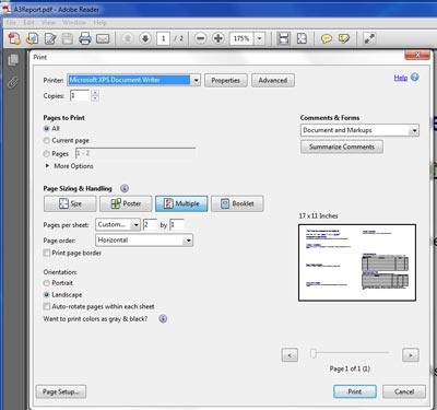 PDF print settings