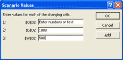 scenario values