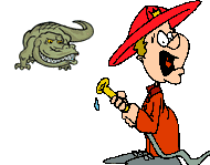 Firefighter and alligator cartoon