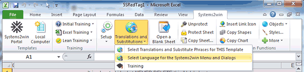 Systems2win menu > Select Language