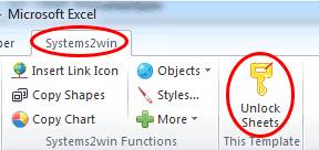 Systems2win menu > Unlock Sheets