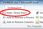Systems2win menu > Hide / Show Rows button