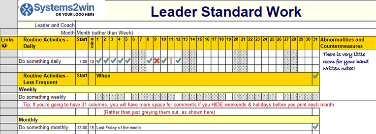 Leader Standard Work - monthly