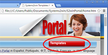 Portal > Templates button