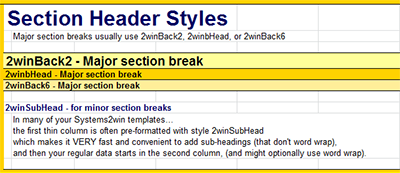 styles section headers