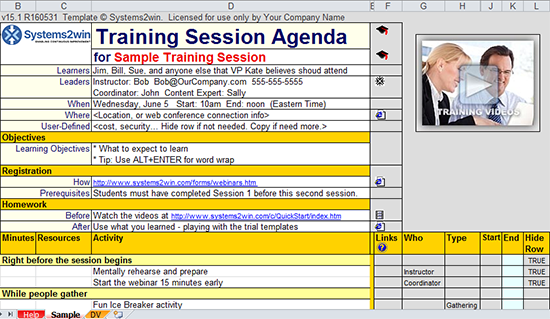 Training Agenda template
