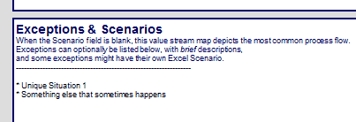 Exceptions and Scenarios text box